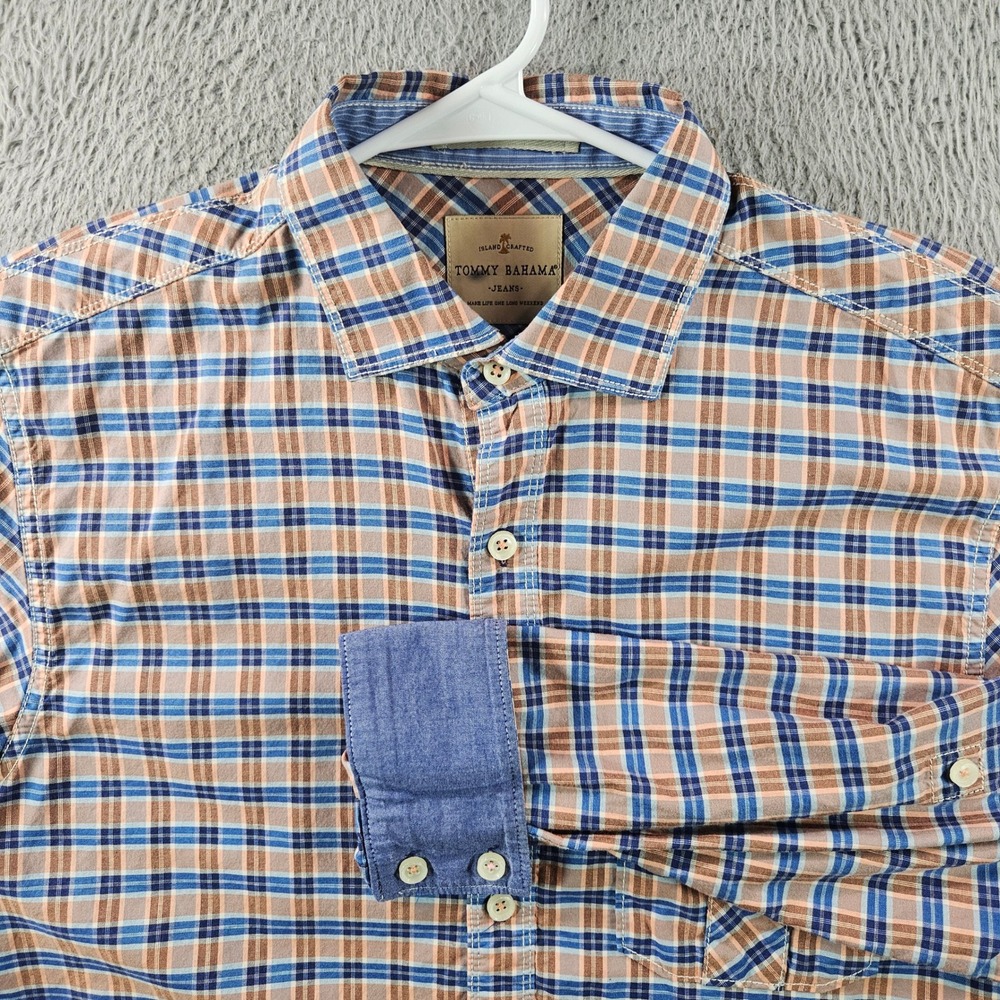 Tommy Bahama Jeans Plaid Long Sleeve Button Down Shirt Men Size M